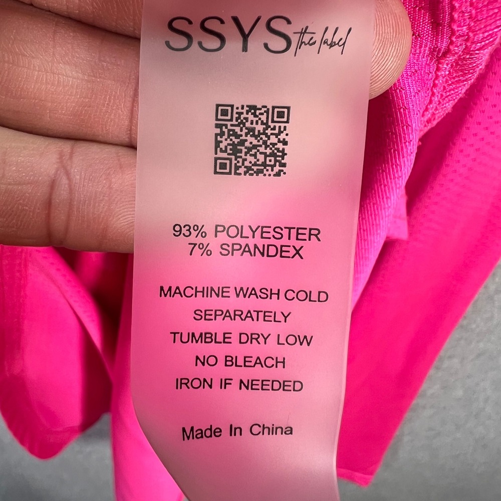 SSYS The Label Neon Pink Perforated Mesh Long Sleeve Athletic Top XS - Picture 4 of 9